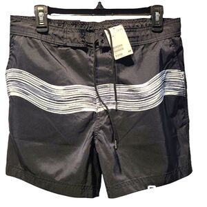 H&M Mens Board Short Swim Trunks. Size M. Black w/ Blk&Wht Detail Design NEW